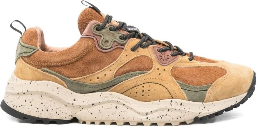 Flower Mountain Beige Panel Sneakers met Gespikkelde Zool