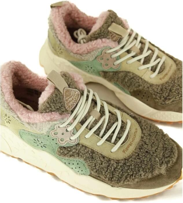 Flower Mountain Beige Suède en Stof Teddy Sneakers - Foto 2