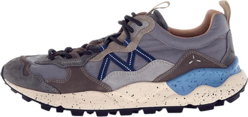 Flower Mountain Grijze outdoor sneakers met suède technische stof