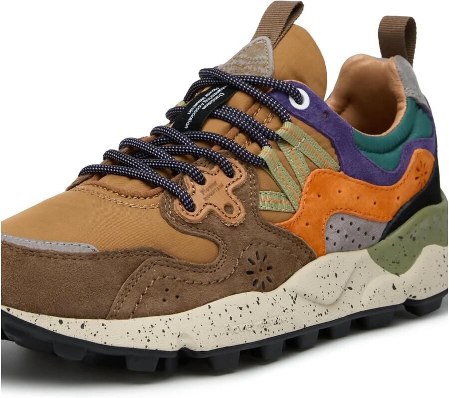 Flower Mountain Sneakers laag 'YA O 3 UNI' sepia groen oranje