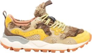 Flower Mountain Gele Suède en Nepbont Sneakers Geel Heren