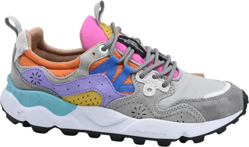 Flower Mountain Grijze Vetersneakers met Suède Accenten