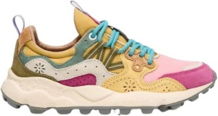 Flower Mountain Roze Stoffen Sneakers met Kurken Binnenzool