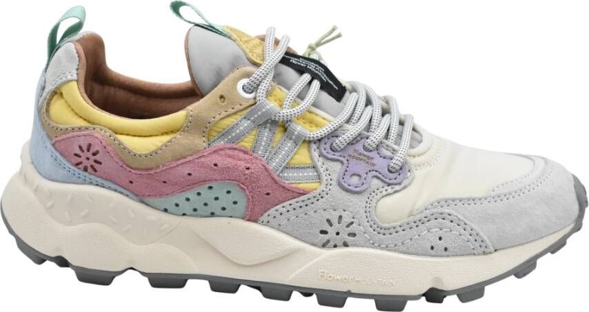 Flower Mountain Roze Veterschoenen met Suède Inzetstukken