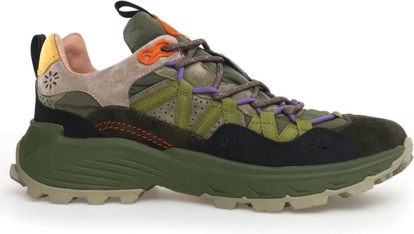 Flower Mountain Suede and technical fabric sneakers Iwano MAN Green Heren