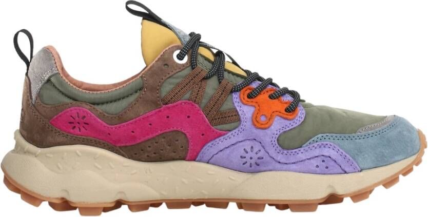 Flower Mountain Groene en Blauwe Technische Stof en Suede Sneakers Multicolor Dames - Foto 5