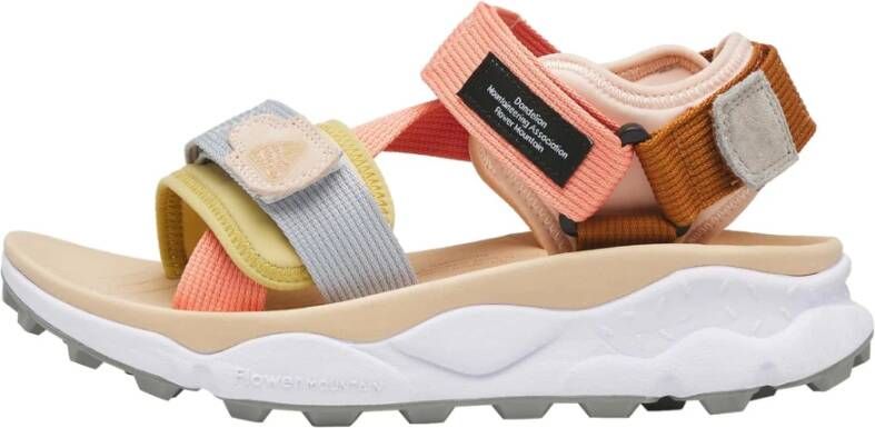 Flower Mountain Beige Sneakers met Verstelbare Velcro Banden Multicolor Dames