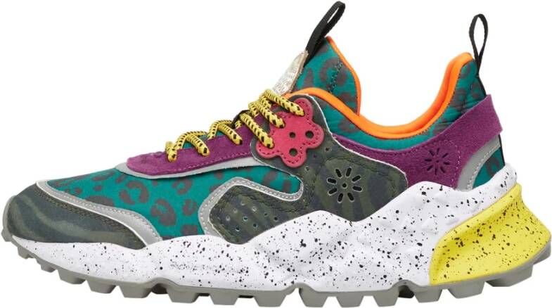 Flower Mountain Suede and technical fabric sneakers Kotetsu Woman Green Dames