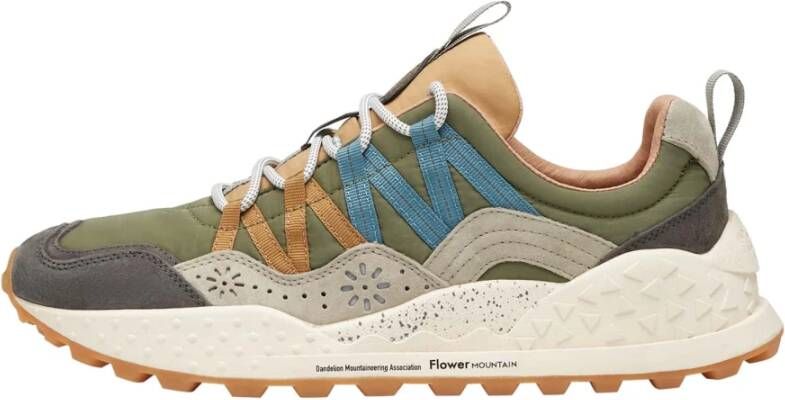 Flower Mountain Suede and technical fabric sneakers Washi MAN Green Heren
