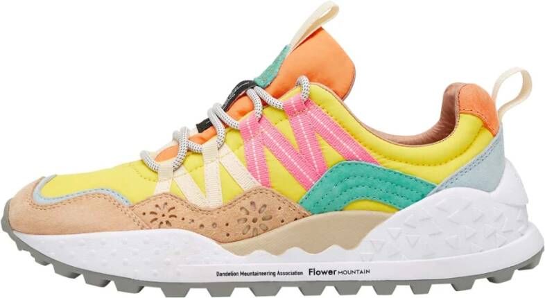 Flower Mountain Suede and technical fabric sneakers Washi Woman Yellow Dames