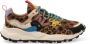 Flower Mountain Suède Damessneakers in Wit Zwart Beige Multicolor Dames - Thumbnail 1