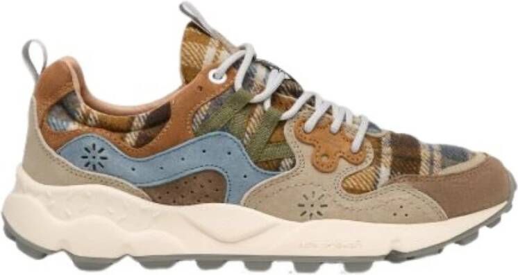 Flower Mountain Tartan Sneakers Bruin Suède Rubber