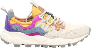 Flower Mountain Witte Oker Suède en Stoffen Sneakers Wit Dames