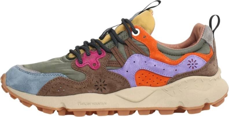 Flower Mountain Groene en Blauwe Technische Stof en Suede Sneakers Multicolor Dames - Foto 3