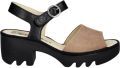 Dames Sandalen met Gesp Leer Taupe Zwart - Multicolor