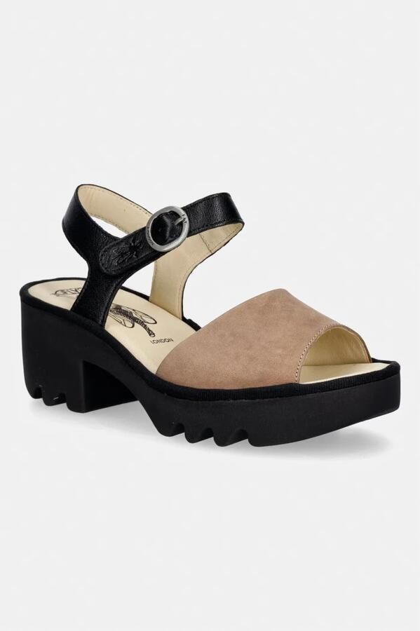 Dames Sandalen met Gesp Leer Taupe Zwart - Foto 2
