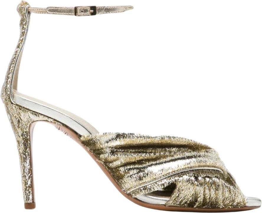 Forte Gekruiste fluwelen lurex sandalen met hoge hak