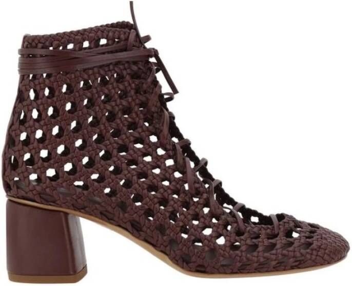 Forte Leren enkellaarsjes met mesh design
