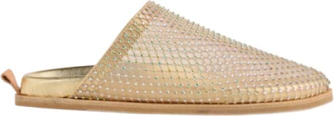 Forte Strass Resille Platte Sandalen Made in Italy Beige Dames