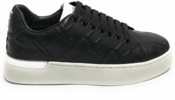 Fracomina Dames lage sneakers in zwart geëmbosseerd eco-leer Black Dames