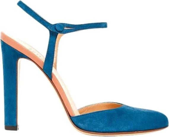 Francesco Russo Blauwe Ocean Suède Mary Jane Hakken Blue Dames