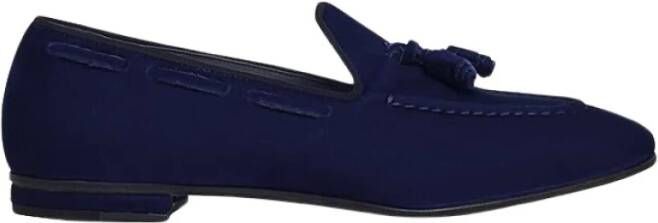 Francesco Russo Blauwe Suède Tassel Mocassin Blue Dames