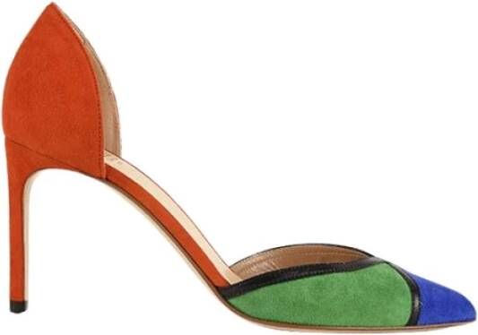 Francesco Russo Leren Oranje Groen Blauw Escarpin Multicolor Dames