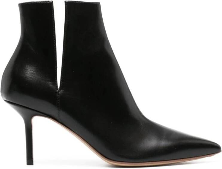 Francesco Russo Luxe Zwarte Leren Hakken