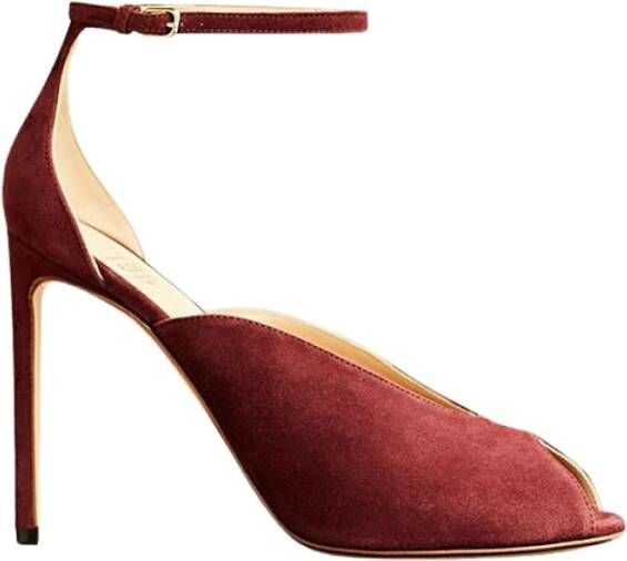 Francesco Russo Open-toe Suède Pumps Red Dames