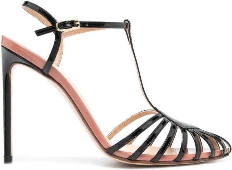 Francesco Russo Zwarte Kasjmier Hoge Hak Sandalen