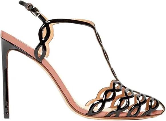 Francesco Russo Zwarte lakleren sandaal met 10 5 cm hak Black Dames