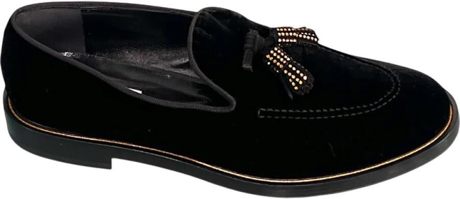 Fratelli Rossetti Mocassino in velluto con nappine e Swarovski
