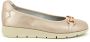 Frau Beige gelamineerde leren ballerina met gouden klem - Thumbnail 1
