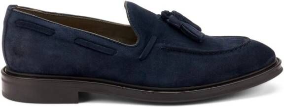 Frau Blauwe suède loafers met kwastjes