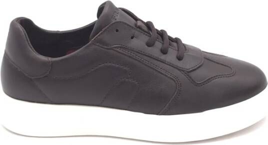 Frau Donkerbruine Leren Sneakers Ronde Neus