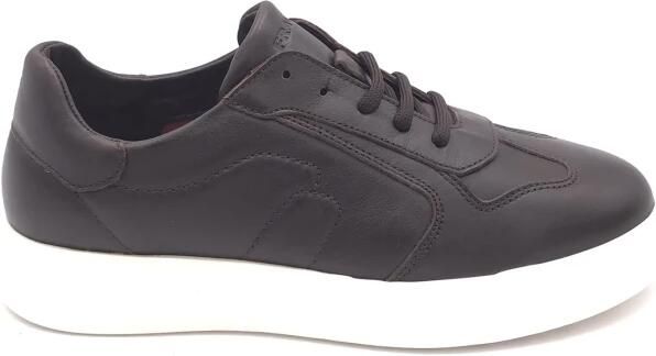 Frau Donkerbruine Leren Sneakers Ronde Neus