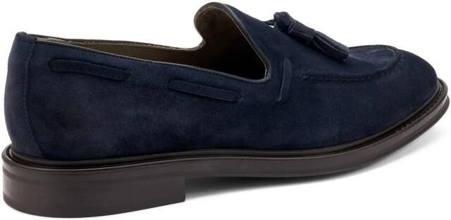 Frau Blauwe suède loafers met kwastjes