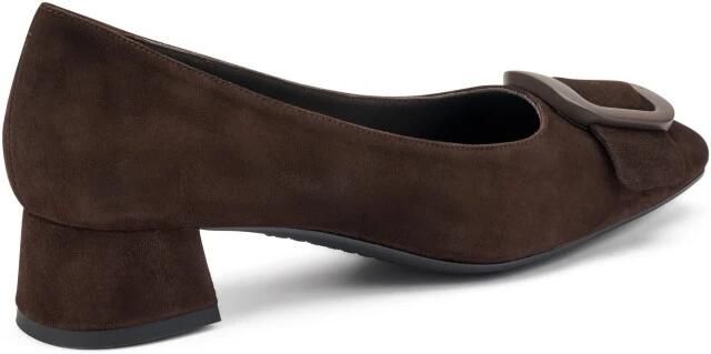 Frau Bruine suède gesp hakken