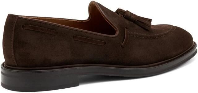 Frau Bruine Suède Loafers met Kwastjes