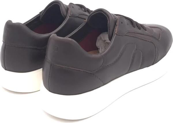 Frau Donkerbruine Leren Sneakers Ronde Neus