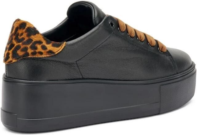 Frau Luipaard Platform Leren Sneakers Zwart