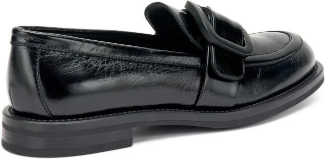 Frau Zwarte glanzende leren loafers met gesp