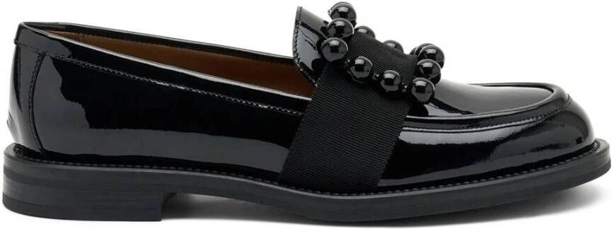 Frau Glanzende zwarte mocassin met accessoire Black Dames