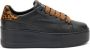 Frau Luipaard Platform Leren Sneakers Zwart - Thumbnail 1