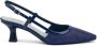 Frau Marineblauwe Raffia Slingback Sandalen - Thumbnail 1