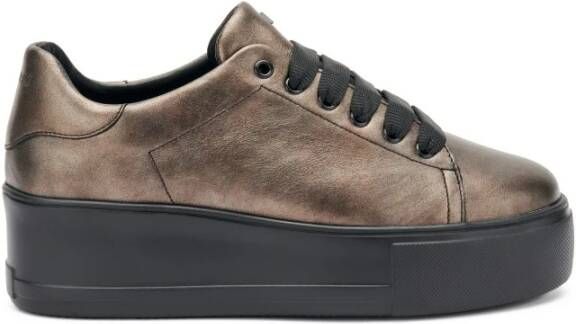 Frau Platform leren sneakers in gunmetal
