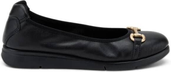 Frau Zwarte leren comfort ballerina schoenen Black Dames