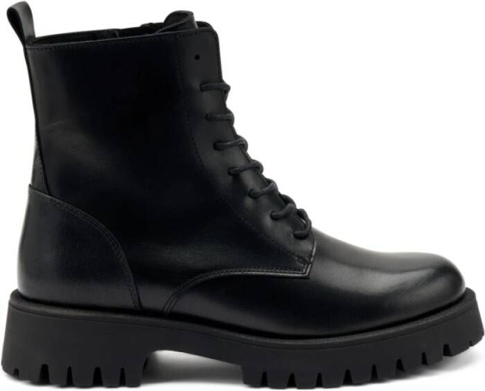 Frau Zwarte leren damesschoenen met comfortabele zool