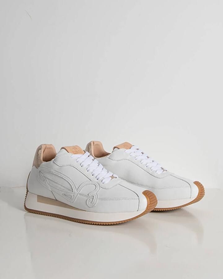 FRED DE LA BRETONIERE Lage Sneakers Dames Yentl Sign Maat: 42 Materiaal: Leer Kleur: Wit - Foto 3