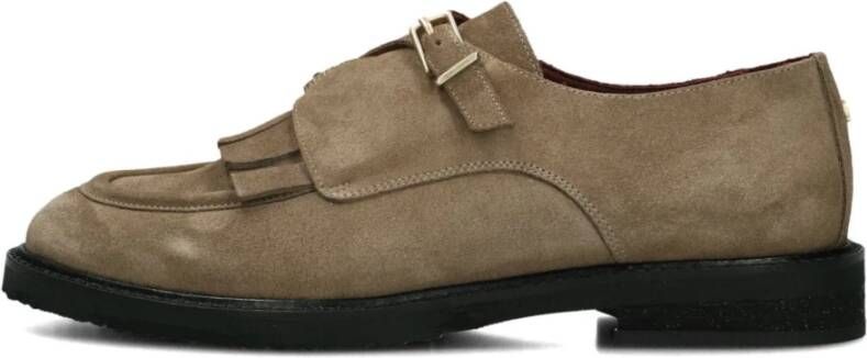 Fred De La Bretoniere Taupe Suède Loafers met Gesp
